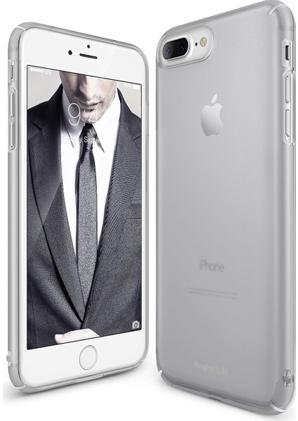 Slim Frost iPhone 7/8 Plus Kılıf Gray - 4 Tarafı Saran Tam Koruma İnce Buzlu Şeffaf