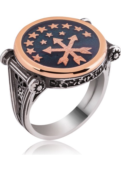 Gümüş Çerkes Bayrağı Erkek Yüzük