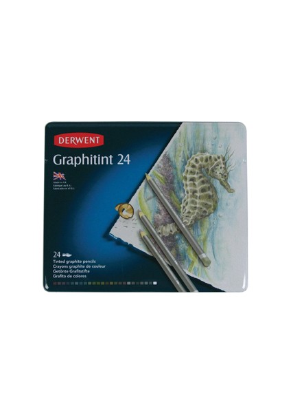 Graphitint Suda Çözünebilen Renkli Çizim Kalem Seti Teneke Kutu 24 Renk