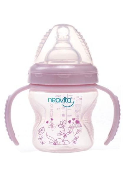 Geniş Ağız Desenli Kulplu Pp Biberon 140 Ml (3 Ay+) Pembe