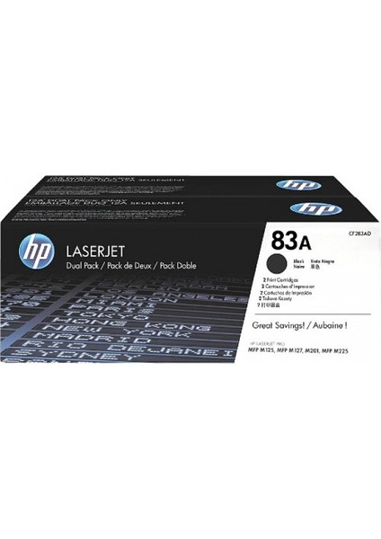 83A 2'li Paket 1500 Sayfa Kapasiteli Siyah Toner CF283AD