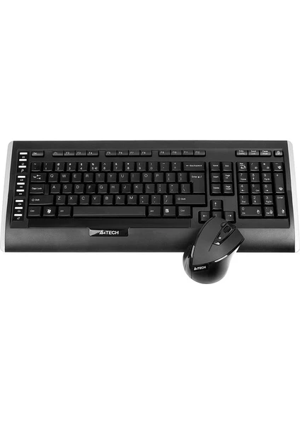 A4 Tech 9300F Kablosuz Q Trk V-Track Mouse Siyah Multimedya Klavye - Mouse Set