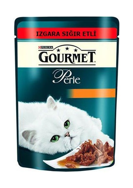 Gourmet Perle Izgara Sığır Etli Yetişkin Kedi Yaş Maması 85 Gr