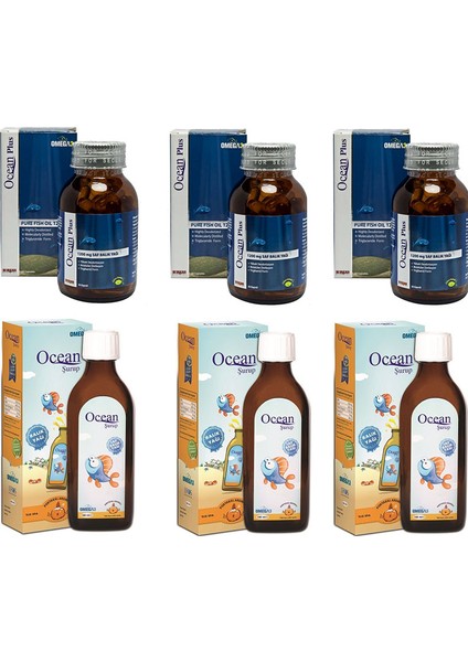 Ocean Plus 1200 Mg Kapsül 3 Adet + Ocean Portakal Şurup 3 Adet