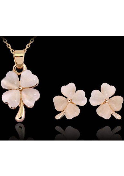 Yeni Tasarım Set Kolye ve Küpe Opal Taş Sevgiliye Özel Hediyeler