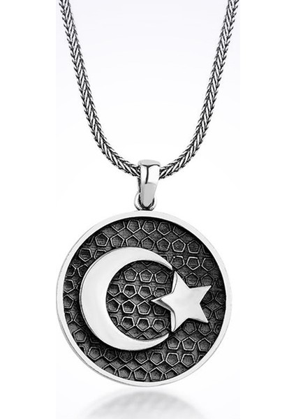 Ayyıldız Taşsız Gümüş Erkek Kolye