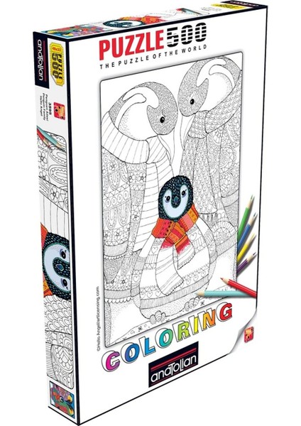 500 Parça Penguen Ailesi Puzzle (Boyanabilir)