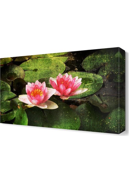 Yaprakların Üzerindeki Çiçekler Tablosu 45x30 cm