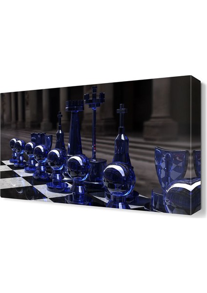 Mavi Satranç Takımı Tablosu 75x50 cm