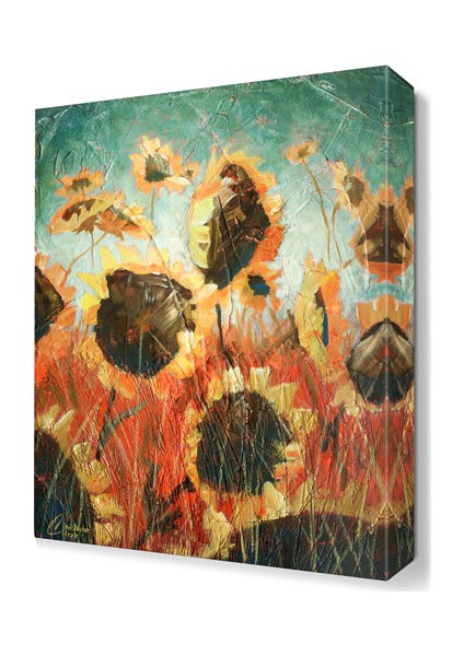 Tarladaki Ay Çiçekleri Tablosu 45x30 cm