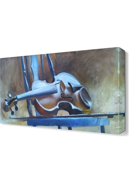 Sandalye Üzerindeki Keman Tablosu 45x30 cm