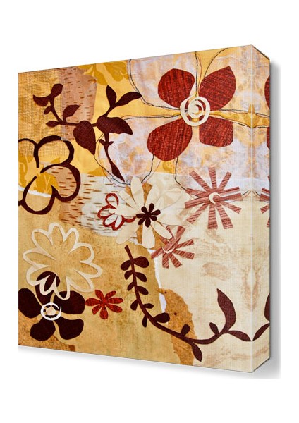 Kahve Tonları Çiçek Desen Tablosu 45x30 cm