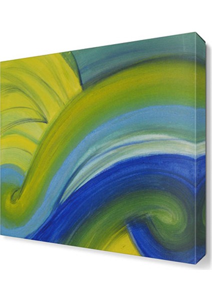 Mavi Yeşil Yapraklar Tablosu 50x50 cm