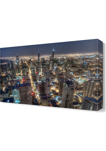 Chicago Gece Manzara Tablosu 45x30 cm