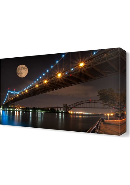 Ay ve Köprü Manzara Tablosu 45x30 cm
