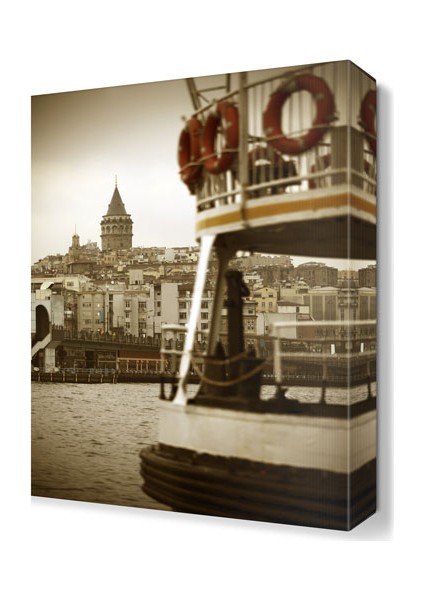 Gemi ve Galata Köprüsü Manzara Tablosu 45x30 cm