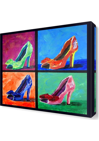 Pop Art Topuklu Ayakkabı Canvas Tablo 70x70 cm