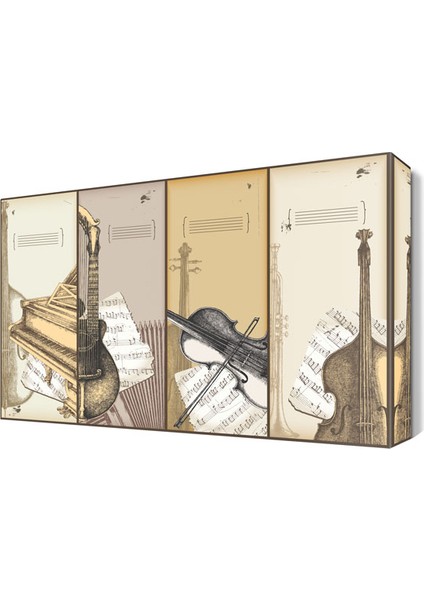 Notalı Müzik Aletleri Canvas Tablo 45x30 cm