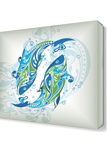 Sevimli Dekoratif Balıklar Tablosu 90x60 cm