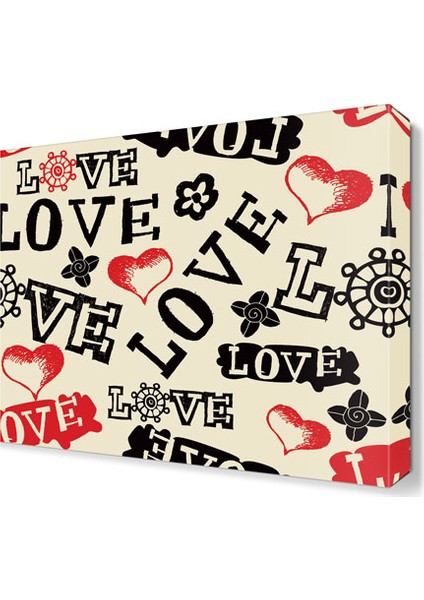 Love Yazıları Canvas Tablo 40x40 cm