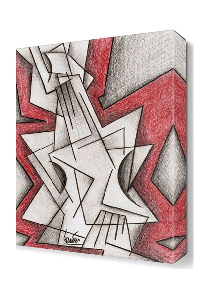 Dekoratif Beyaz Enstruman Tablosu 45x30 cm