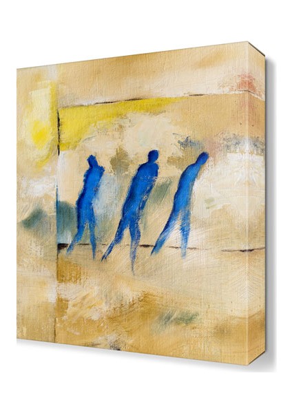 Mavi Üç Adam Tablosu 45x30 cm