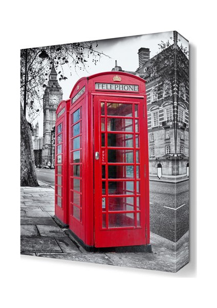 New York Kırmızı Telefon Kulübe Tablosu 90x60 cm