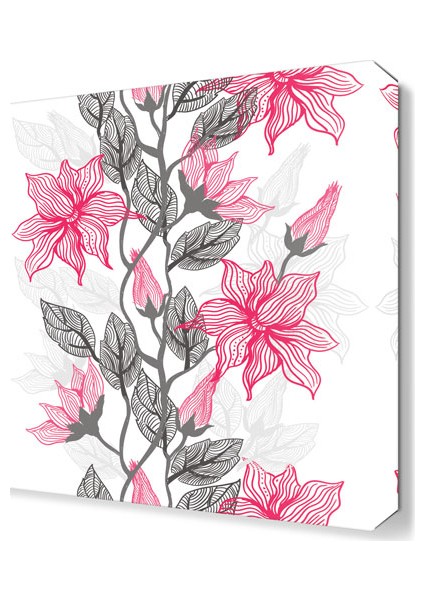 Pembe Siyah Çiçek Tablosu 45x30 cm