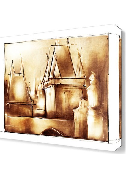 Kahverengi Evler Tablosu 30x30 cm