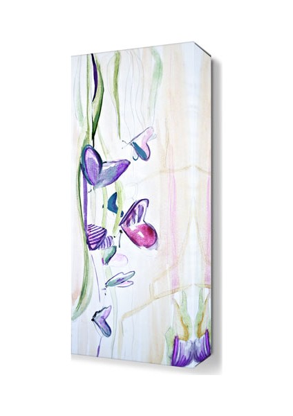 Kalpli Mor Çiçekler Tablosu 45x30 cm