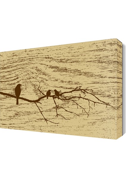 Daldaki Kahverengi Kuşlar Tablosu 45x30 cm