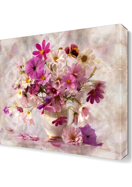 Pembe Çiçek Demeti Tablosu 45x30 cm