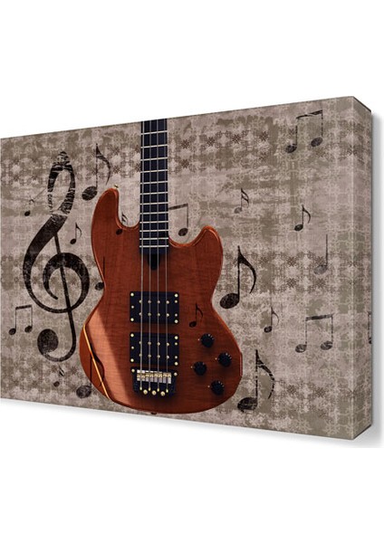 Elektro Gitar ve Notalar Tablosu 100x100 cm