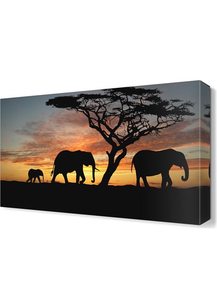 Fil Ailesi Canvas Tablo 45x30 cm