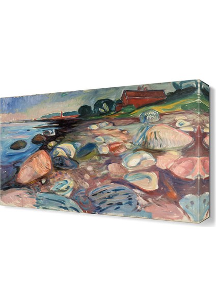 Sahil ile Kırmızı Ev Canvas Tablo 45x30 cm