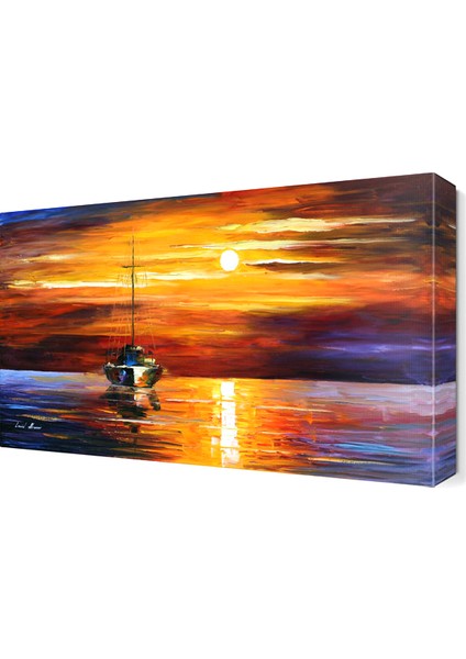 Kayık Günbatımı Canvas Tablo 45x30 cm