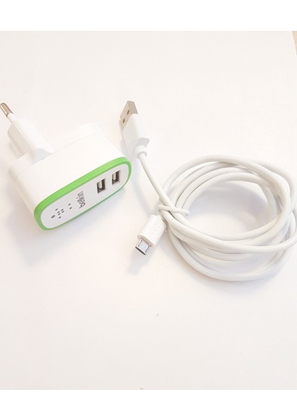 2 Port Ev Şarj Seti Micro Usb Beyaz