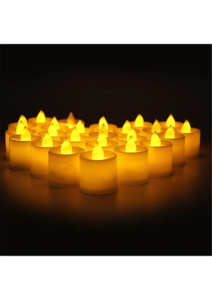 24 Adet Tealight Sarı Isık Led Mum