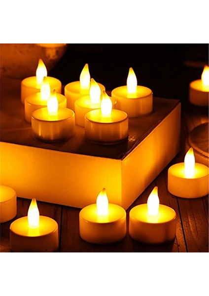 12 Li Led Tealight Sarı Işık Mum