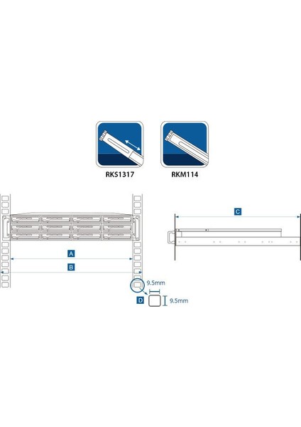 Sliding Rail Kit For 1U,2U,3U Server Rks1317