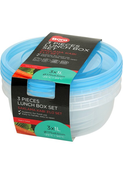 Yuvarlak Saklama Kabı 175*63 1000 ML 3 LÜ SET BO551