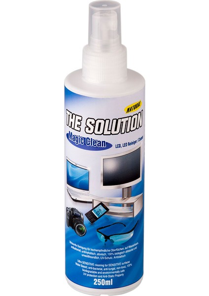 The Solution Lcd, Led, Ekran, Laptop, Tablet, Bilgisayar, Televizyon, Cep Telefonu, Gözlük, Kamera, Koruyucu Ve Parlatıcı Doğal Temizleme, Temizlik Seti – 250 ML + 30 ML Temizleyici - 5 SET