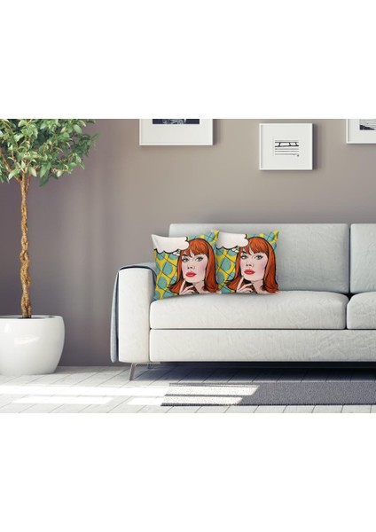 Pop Art Resimli Dijital Baskılı Dekoratif Yastık Kırlent Kılıfı fiyatları