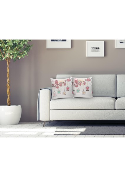 Baykuş Desenli Dijital Baskılı Dekoratif Yastık Kırlent Kılıfı modelleri
