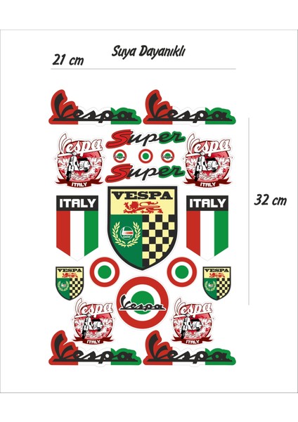 Vespa Motosiklet Sticker Seti
