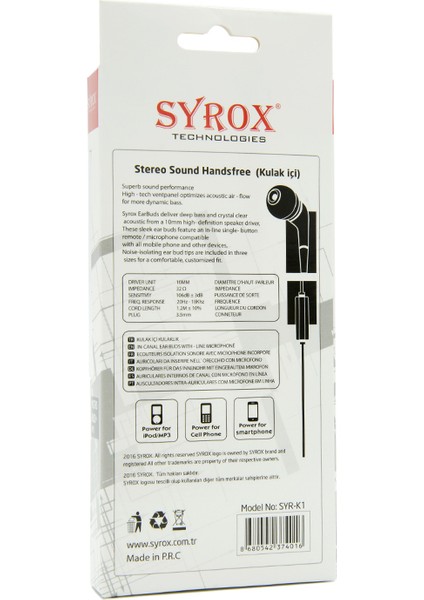 3.5Mm Mikrofonlu Kulaklık Syr-K1