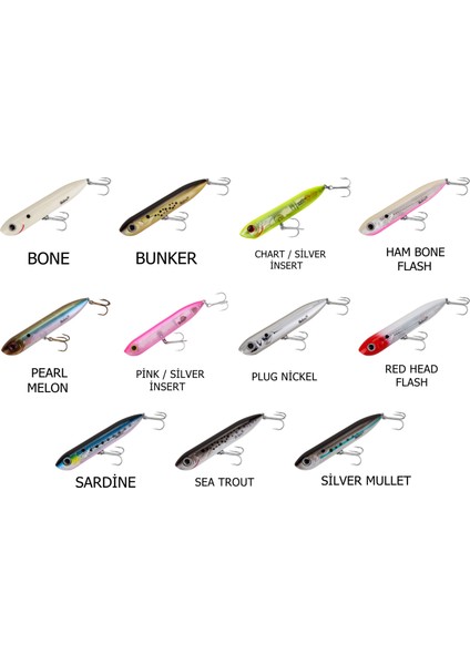 Heddon Chug N Spook Su Üstü Suni Yem Chart / Silver İnsert