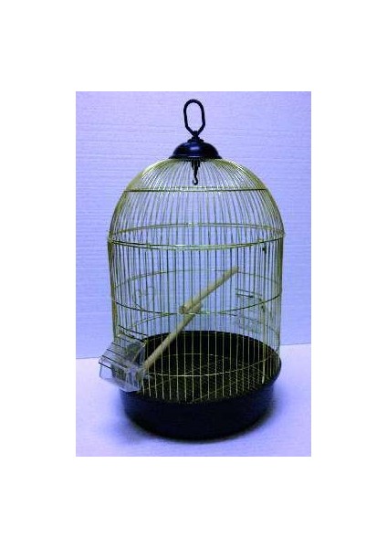 Qh Pet Cage Yuvarlak Kuş Kafesi Pirinç Kaplama (34 X 55)