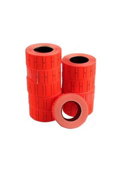 12x21 mm Çizgili Flo Kırmızı Fiyat Etiket 600 Adet