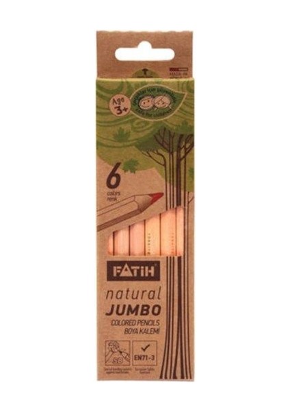 Natural Jumbo Boya Kalemi 6 Renk Tam Boy